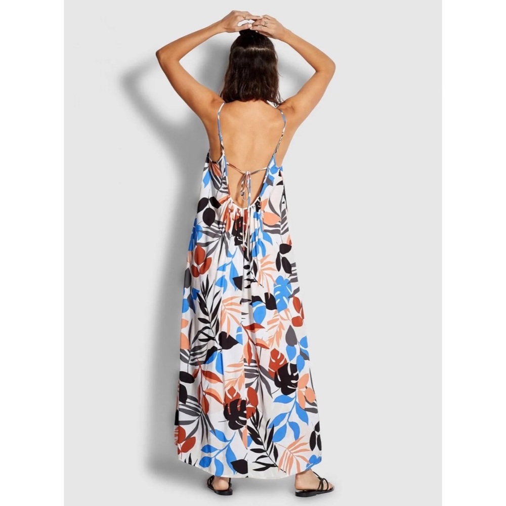 SEAFOLLY "In The Jungle" Multicoloured Floral Print Maxi Slip Dress Size XL 14 - Picture 2 of 12